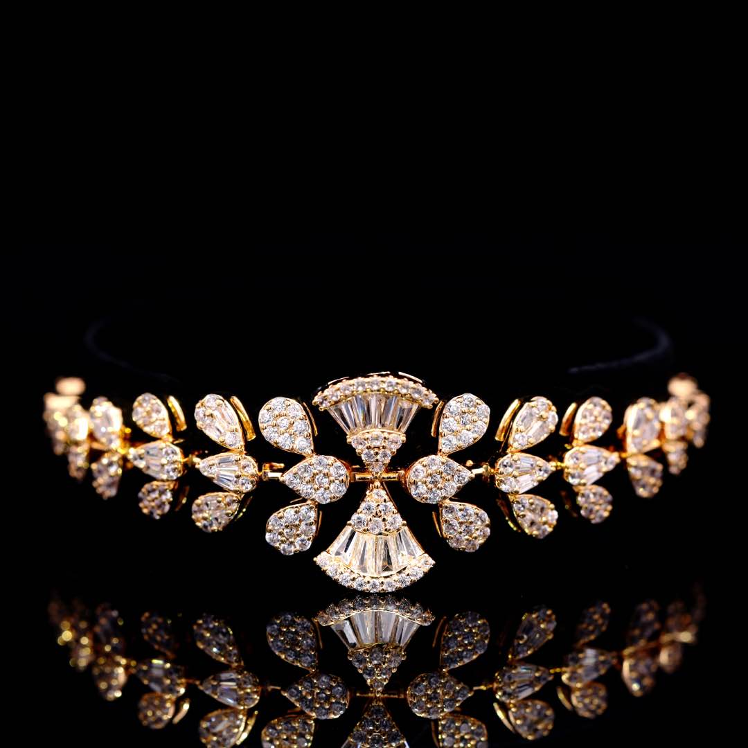 Omnia Camilla Gold Luxury Bridal Full Set in High Quality Rhodium Plated Zircon Stones - OMNIASTORES KSA