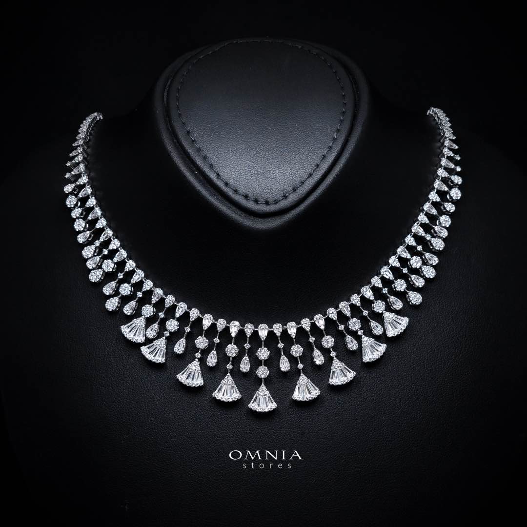 Omnia Rimal White Bridal Full Set in 925 Silver with High Quality Simulated Diamonds - OMNIASTORES KSA