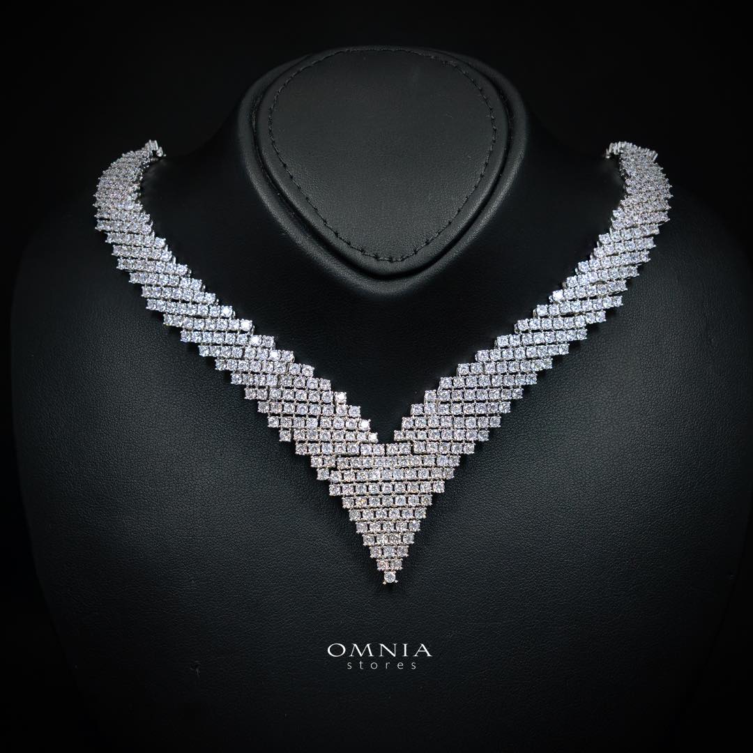 Omnia Thea Bridal Full Set Accessories High Quality Zircon Stone in Rhodium Plated - OMNIASTORES KSA