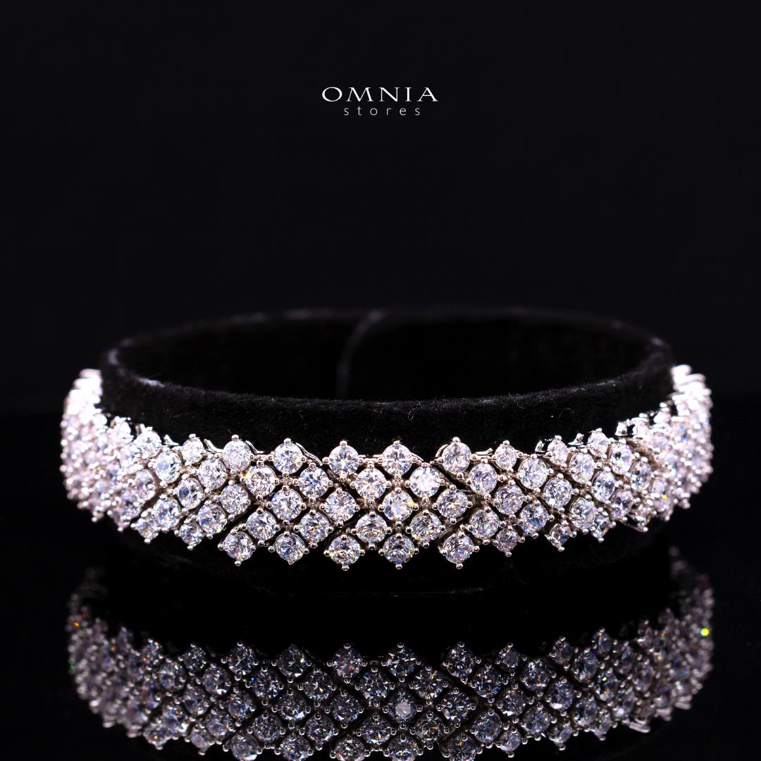 Omnia Thea Bridal Full Set Accessories High Quality Zircon Stone in Rhodium Plated - OMNIASTORES KSA