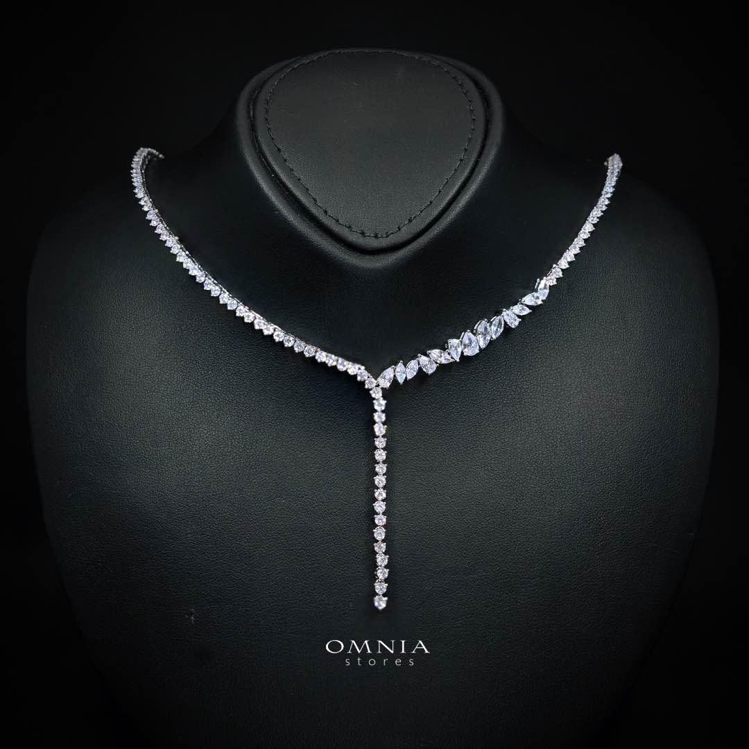 Omnia Claire White Bridal Full Set in High Quality Zircon Stone in Rhodium Plated - OMNIASTORES KSA