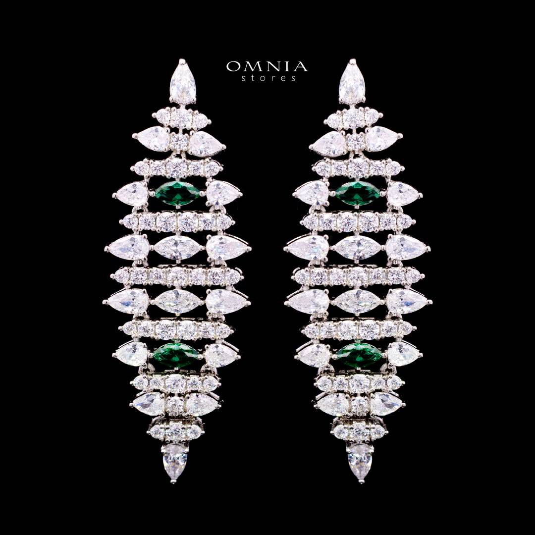 Omnia Lana Green Bridal Full Set in High Quality Zircon Stone Rhodium Plated - OMNIASTORES KSA