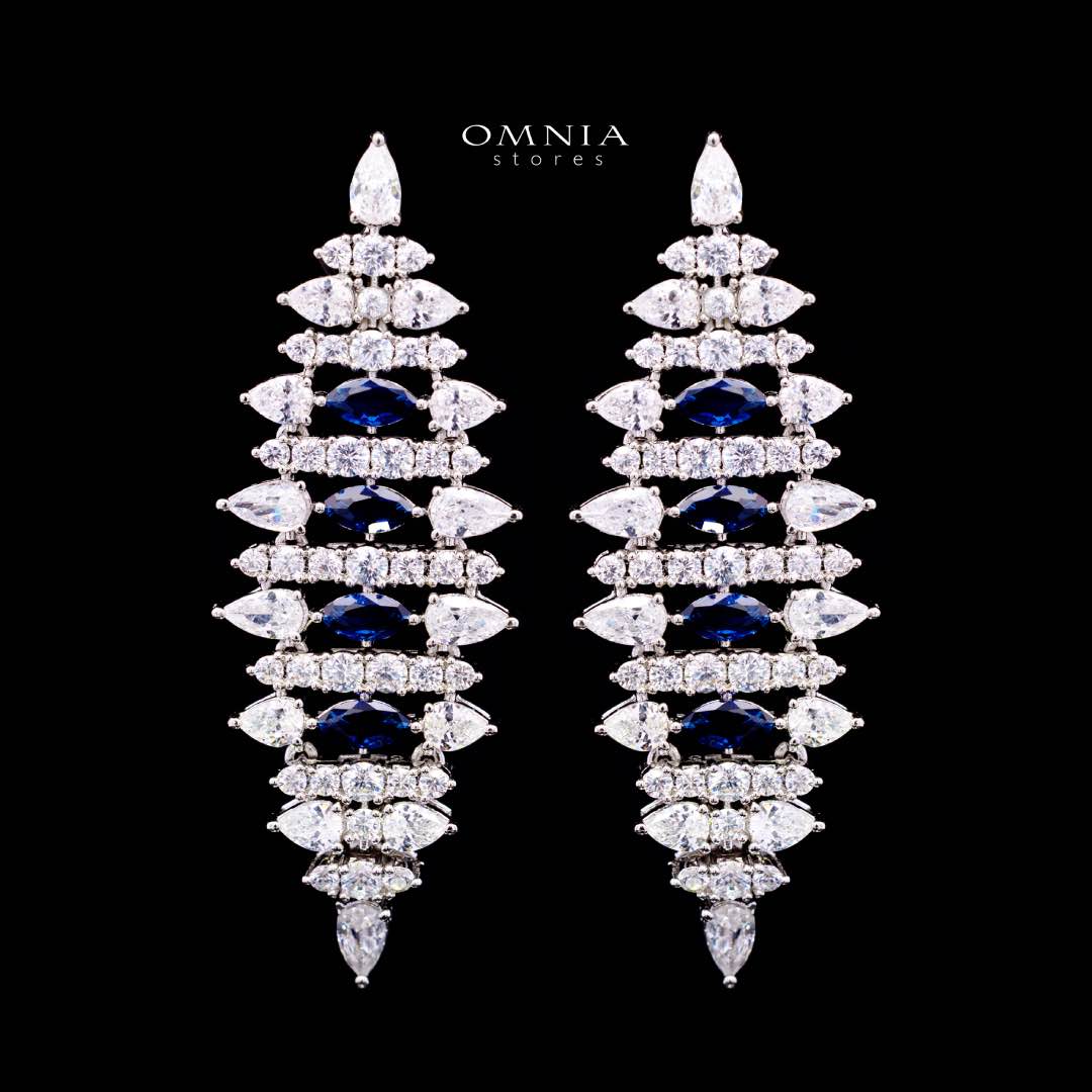 Omnia Lana Blue Bridal Full Set in High Quality Zircon Stone Rhodium Plated - OMNIASTORES KSA