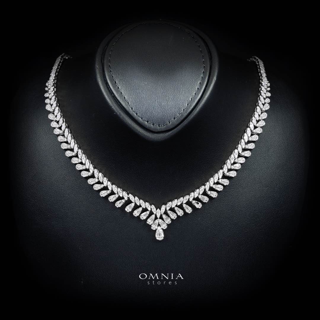 Omnia Aseel White Luxury Bridal Full Set in High Quality Zircon Stone Rhodium Plated