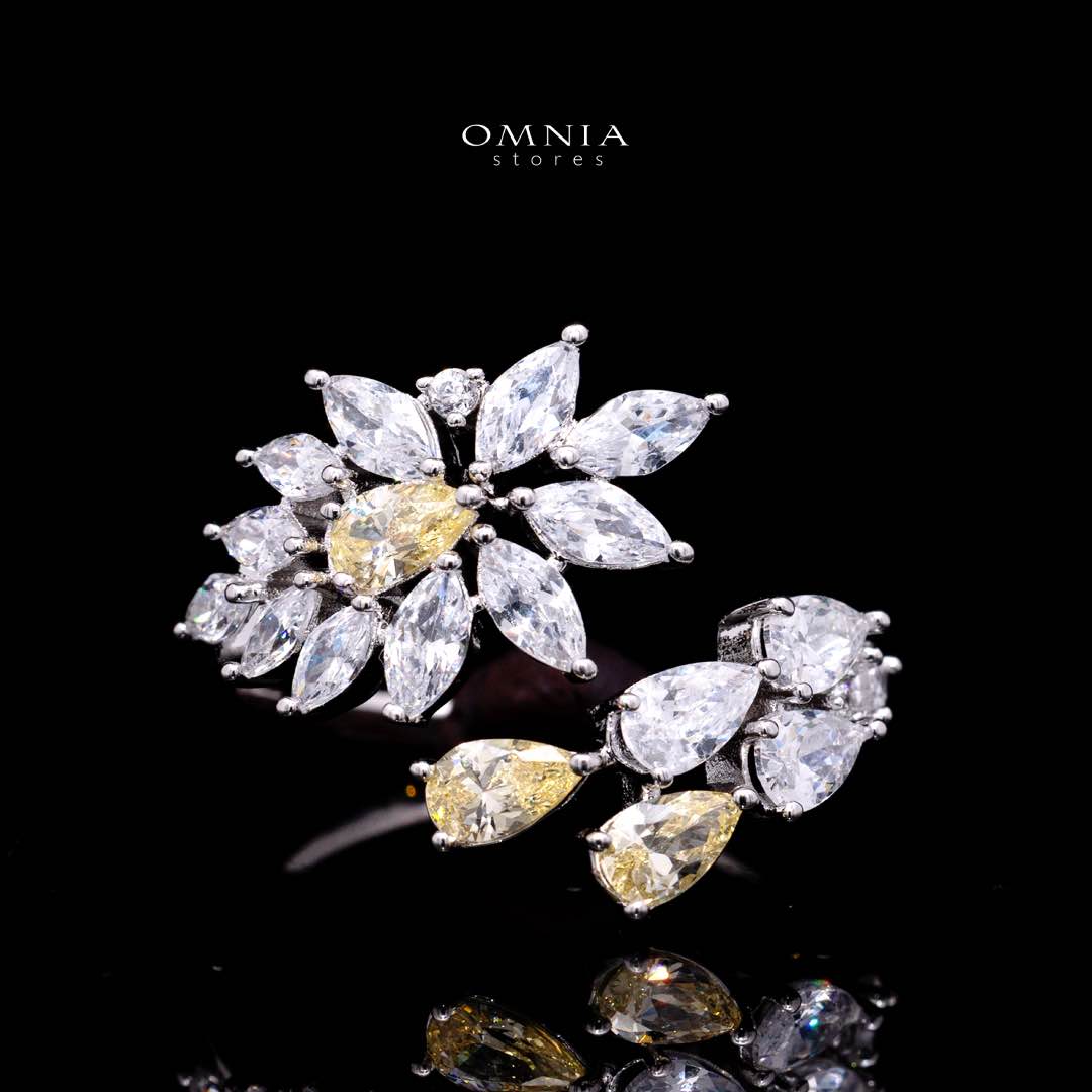 Omnia Rahaf Yellow Bridal Full Set in High Quality Zircon Stone Rhodium Plated - OMNIASTORES KSA