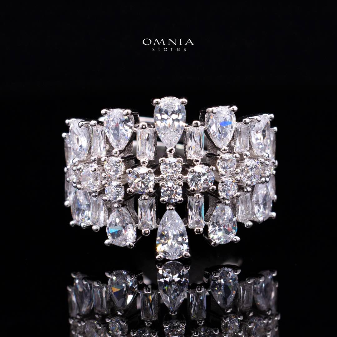 Omnia Nisrine White Luxury Bridal Full Set in High Quality Zircon Stone Rhodium Plated - OMNIASTORES KSA