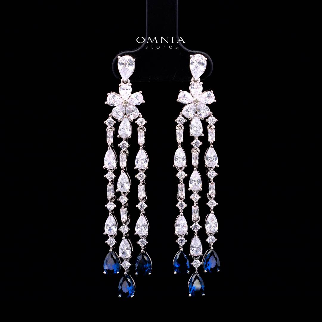 Omnia Nisrine Blue Bridal Full Set in High Quality Zircon Stone in Rhodium Plated - OMNIASTORES KSA