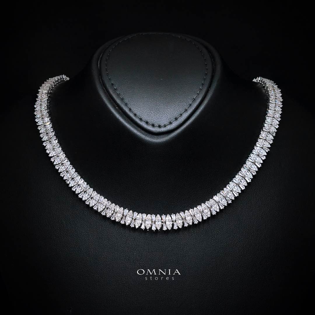 Omnia Manahil White Luxury Bridal Full Set in High Quality Zircon Stone Rhodium Plated - OMNIASTORES KSA