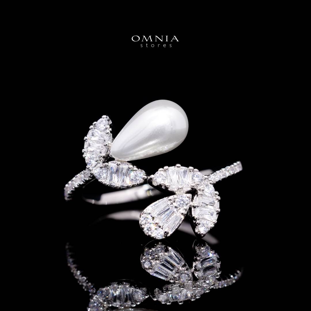 Omnia Shamsa White Pearl Luxury Bridal Full Set in High Quality Rhodium Plated Zircon Stones - OMNIASTORES KSA