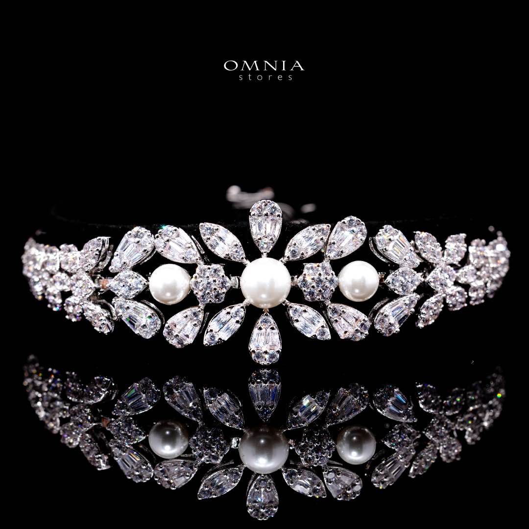 Omnia Laurah Luxury Bridal White Full Set in High Quality Zircon Stone Rhodium Plated - OMNIASTORES KSA