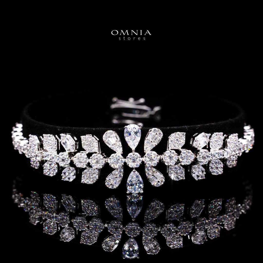 Omnia Myla White Luxury Bridal Full Set in High Quality Zircon Stone in Rhodium Plated