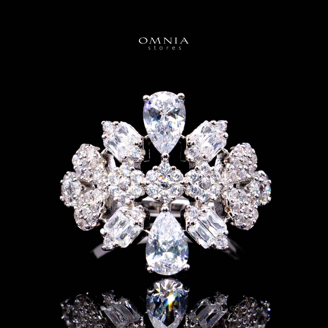 Omnia Myla White Luxury Bridal Full Set in High Quality Zircon Stone in Rhodium Plated