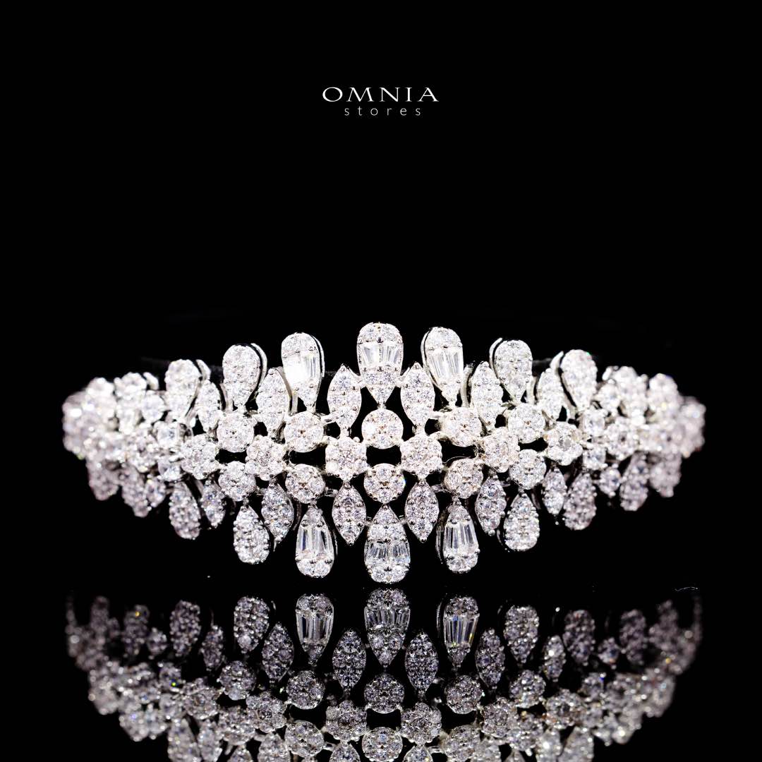 Omnia Taybah White Luxury Bridal Set In High Quality Zircon Stone Premium Rhodium Plated