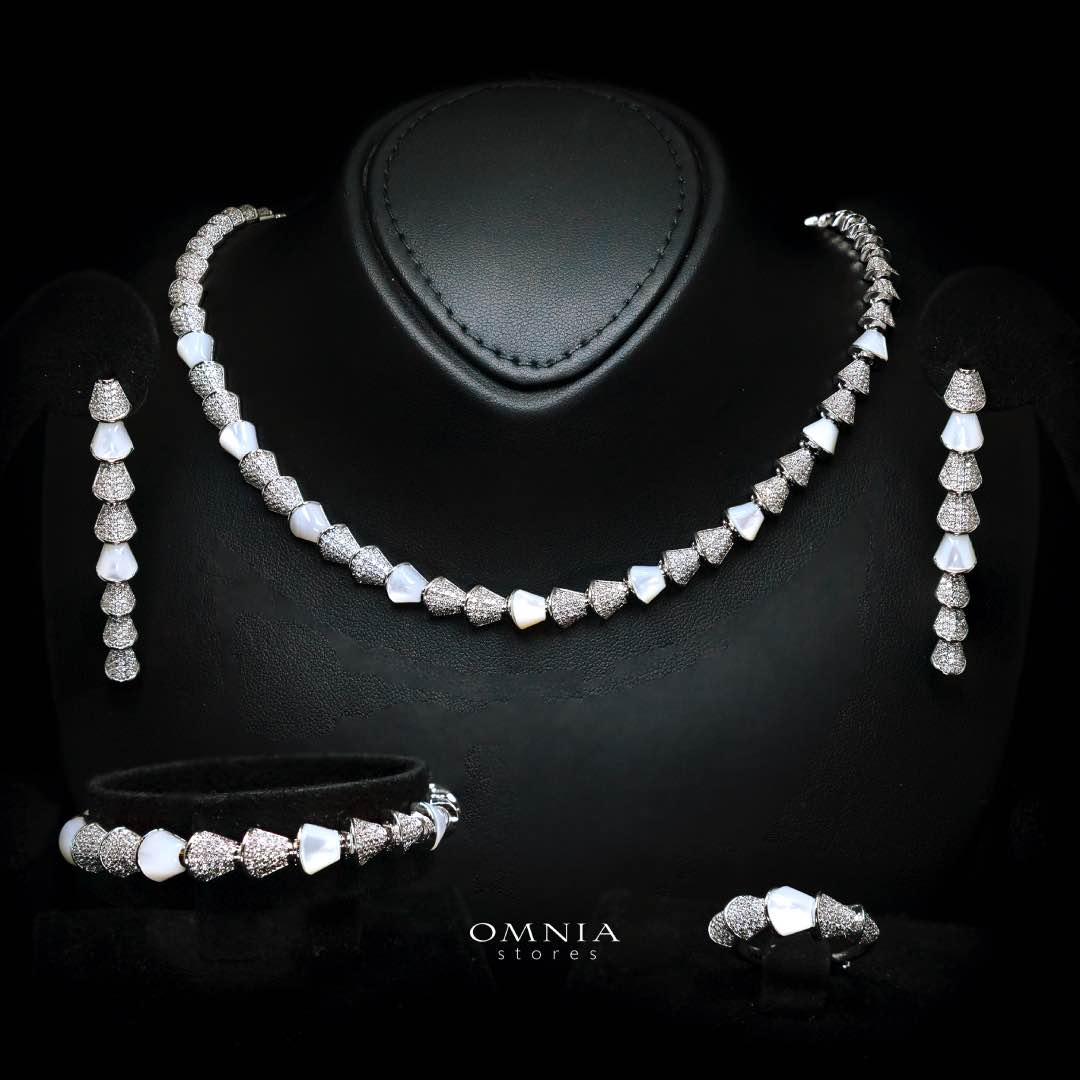 Omnia Sanya White Luxury Bridal Full Set in High Quality Zircon Stone Rhodium Plated - OMNIASTORES KSA