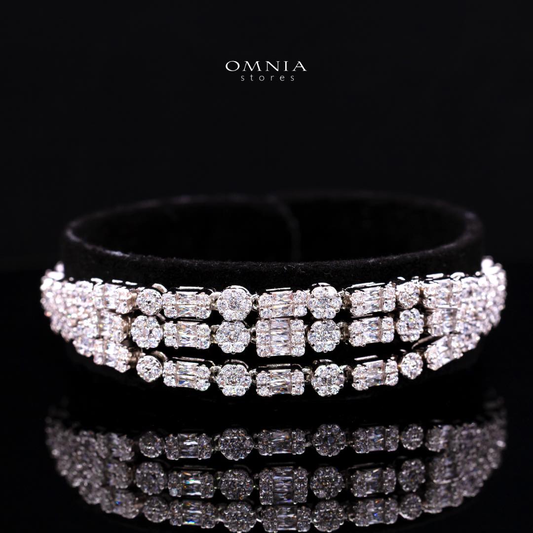 Omnia Abby White Layered Luxury Bridal Full Set in High Quality Rhodium Plated Zircon Stones - OMNIASTORES KSA