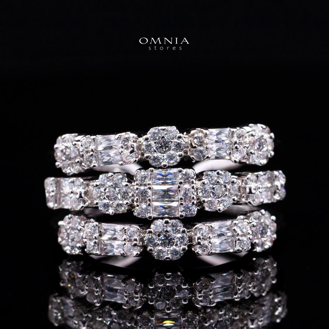 Omnia Abby White Layered Luxury Bridal Full Set in High Quality Rhodium Plated Zircon Stones - OMNIASTORES KSA