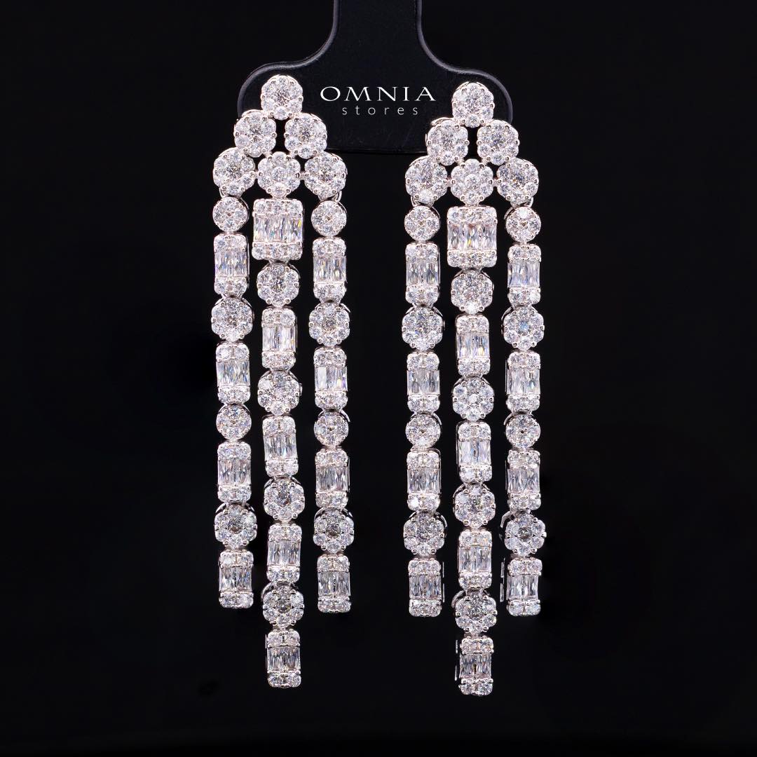 Omnia Abby White Layered Luxury Bridal Full Set in High Quality Rhodium Plated Zircon Stones - OMNIASTORES KSA