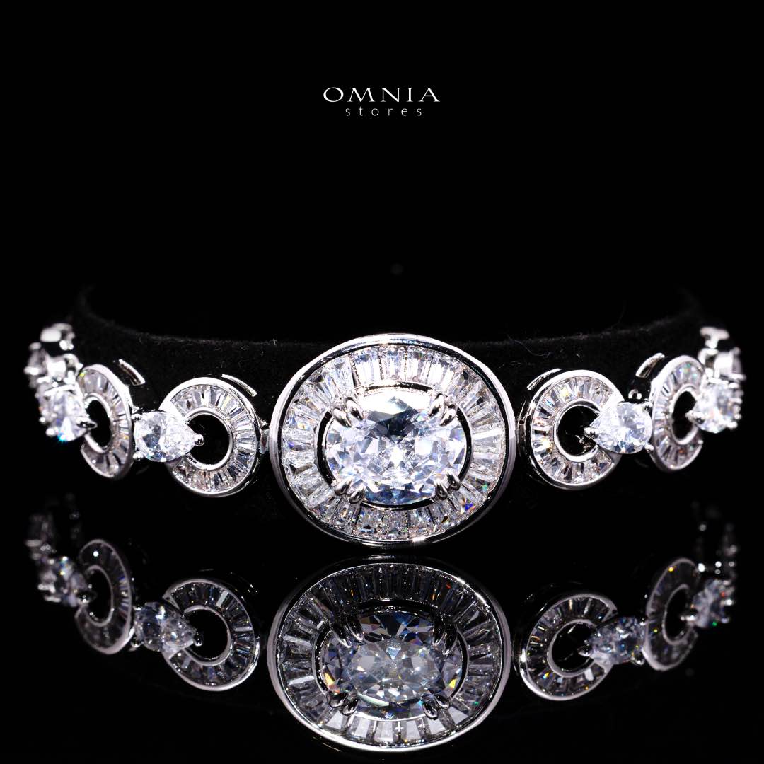 Omnia Hayah White Bridal Full Set in High Quality Zircon Stone in Rhodium Plated - OMNIASTORES KSA