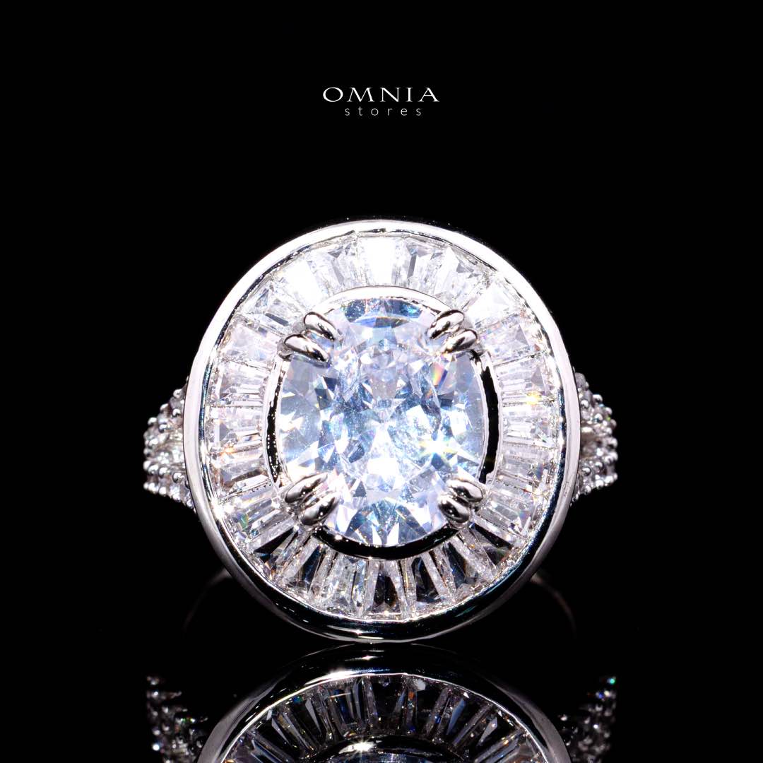 Omnia Hayah White Bridal Full Set in High Quality Zircon Stone in Rhodium Plated - OMNIASTORES KSA