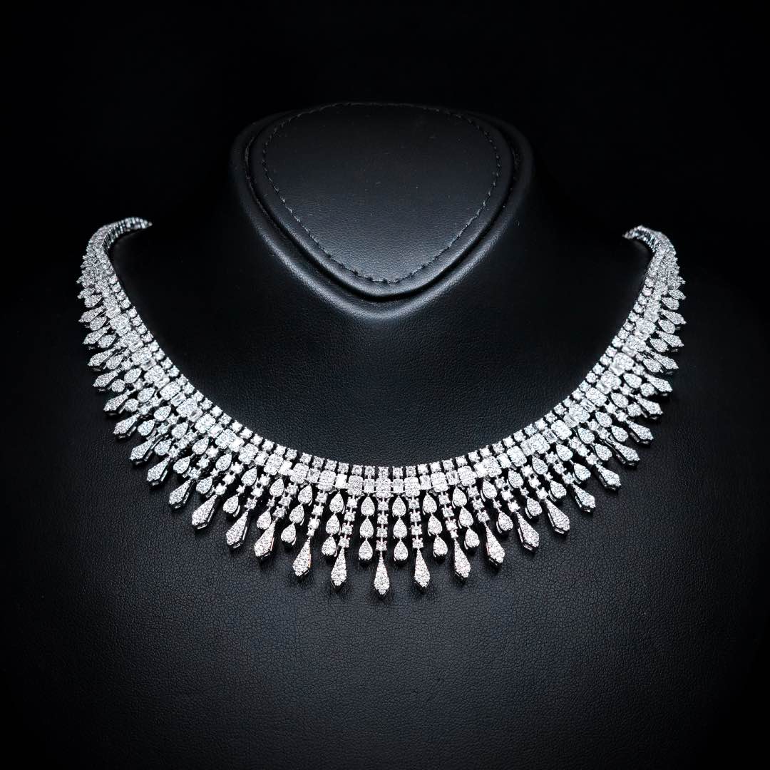 Omnia Ahlina White Bridal Full Set in High Quality Zircon Stone Premium Rhodium Plated - OMNIASTORES KSA