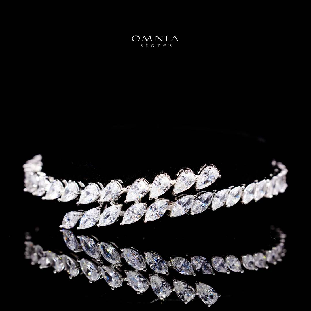 Omnia Nourhane White Double Layer Bridal Full Set in High Quality Zircon Stone Premium Rhodium Plated