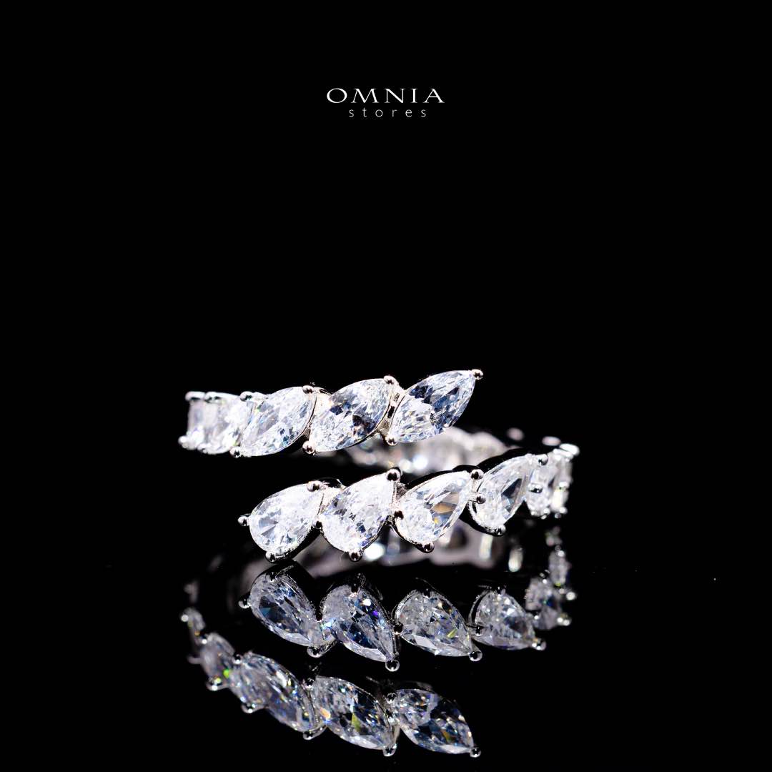 Omnia Nourhane White Double Layer Bridal Full Set in High Quality Zircon Stone Premium Rhodium Plated