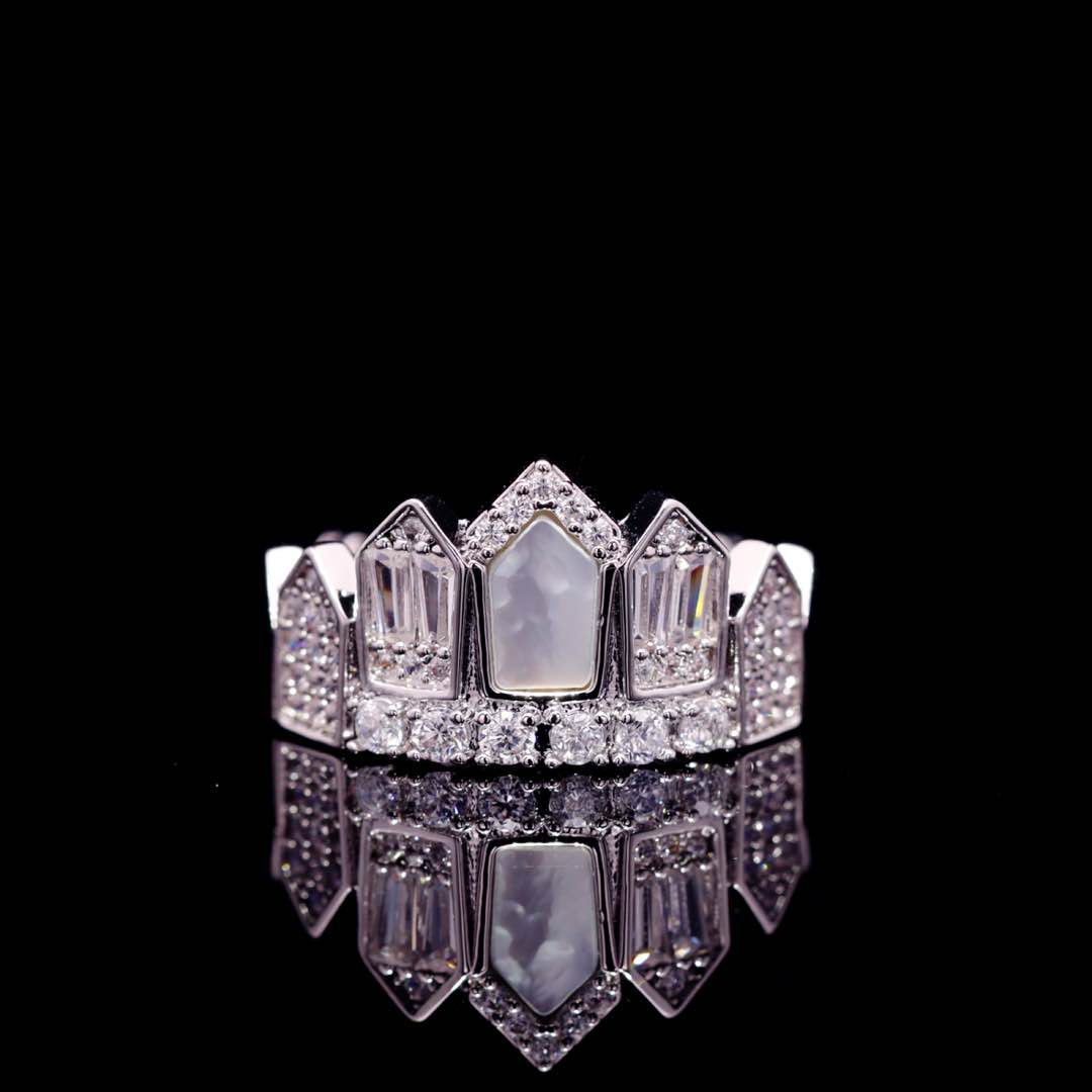 Omnia Shareefa White Luxury Bridal Full Set Accessories in High Quality Zircon Stone Premium Rhodium Plated - OMNIASTORES KSA