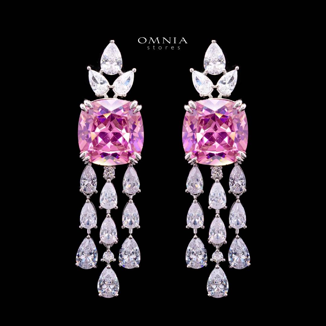 Nazaha Bridal Full Set in Rhodium Plated with High Quality White and Pink Zircon Stones