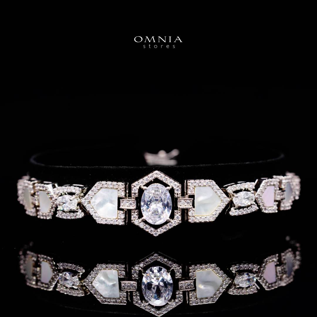 Omnia Rihana White Luxury Bridal Full Set Accessories in High Quality Zircon Stone in Rhodium Plated
