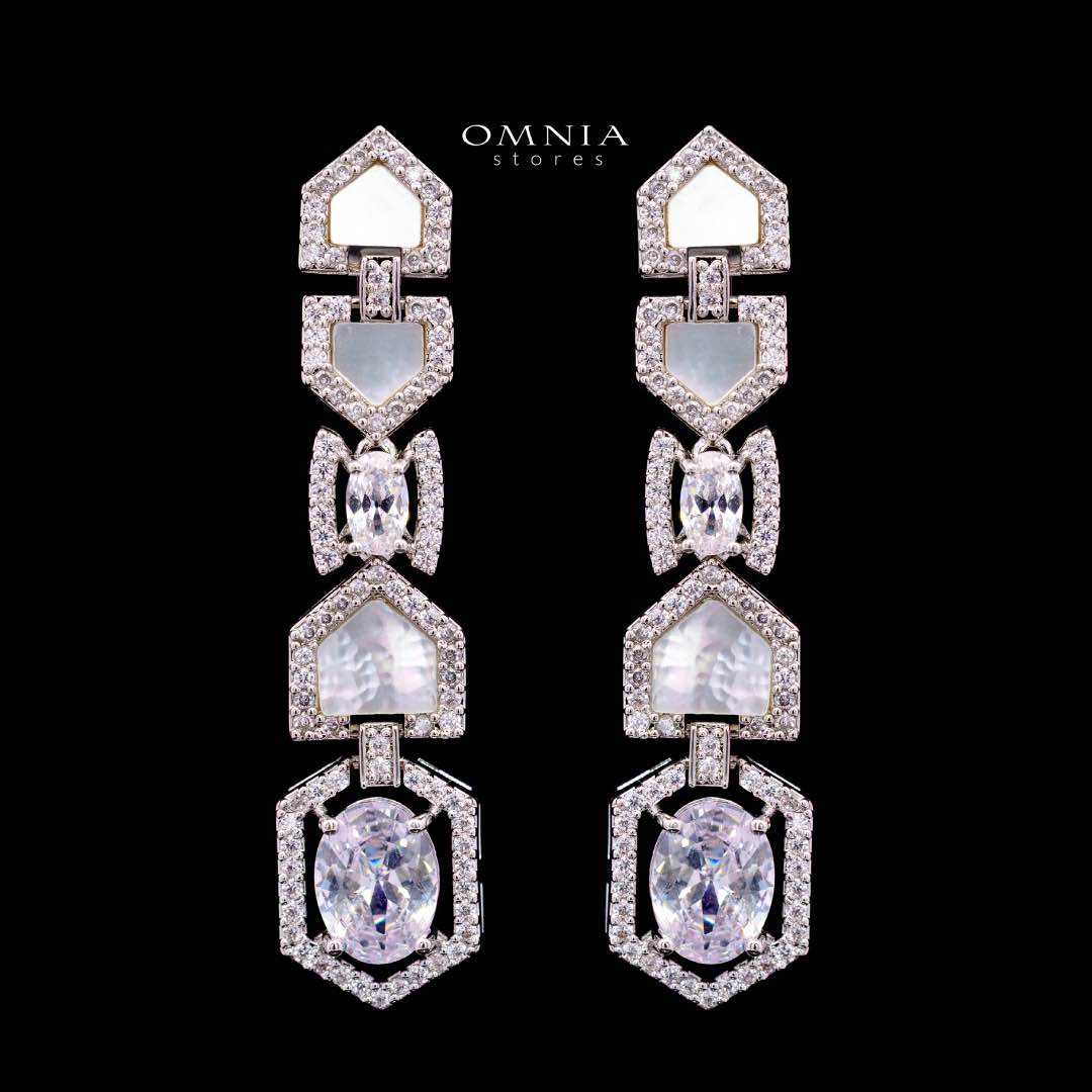 Omnia Rihana White Luxury Bridal Full Set Accessories in High Quality Zircon Stone in Rhodium Plated