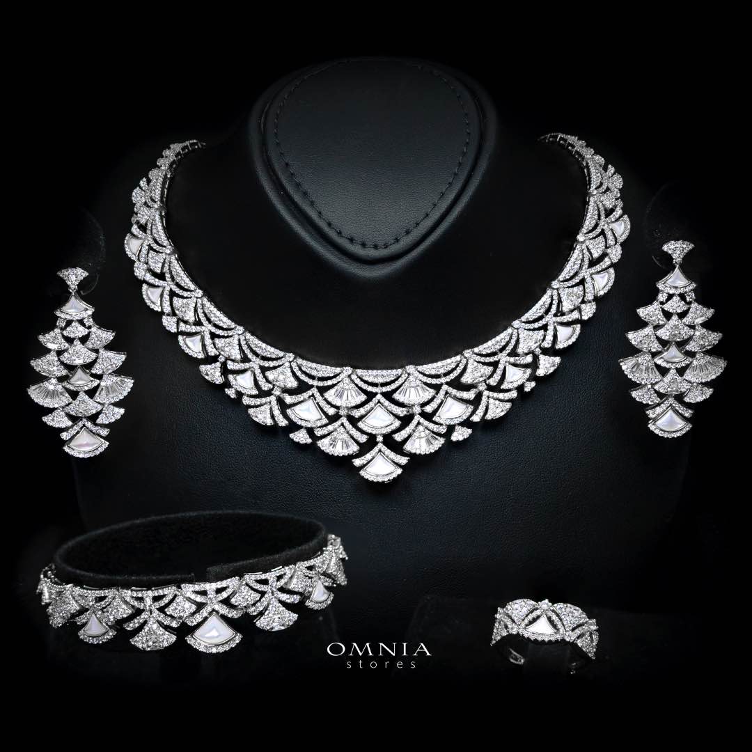 Omnia Bita White Bridal Full Set in High Quality Zircon Stone in Rhodium Plated (only 17 cm available in ksa) - OMNIASTORES KSA