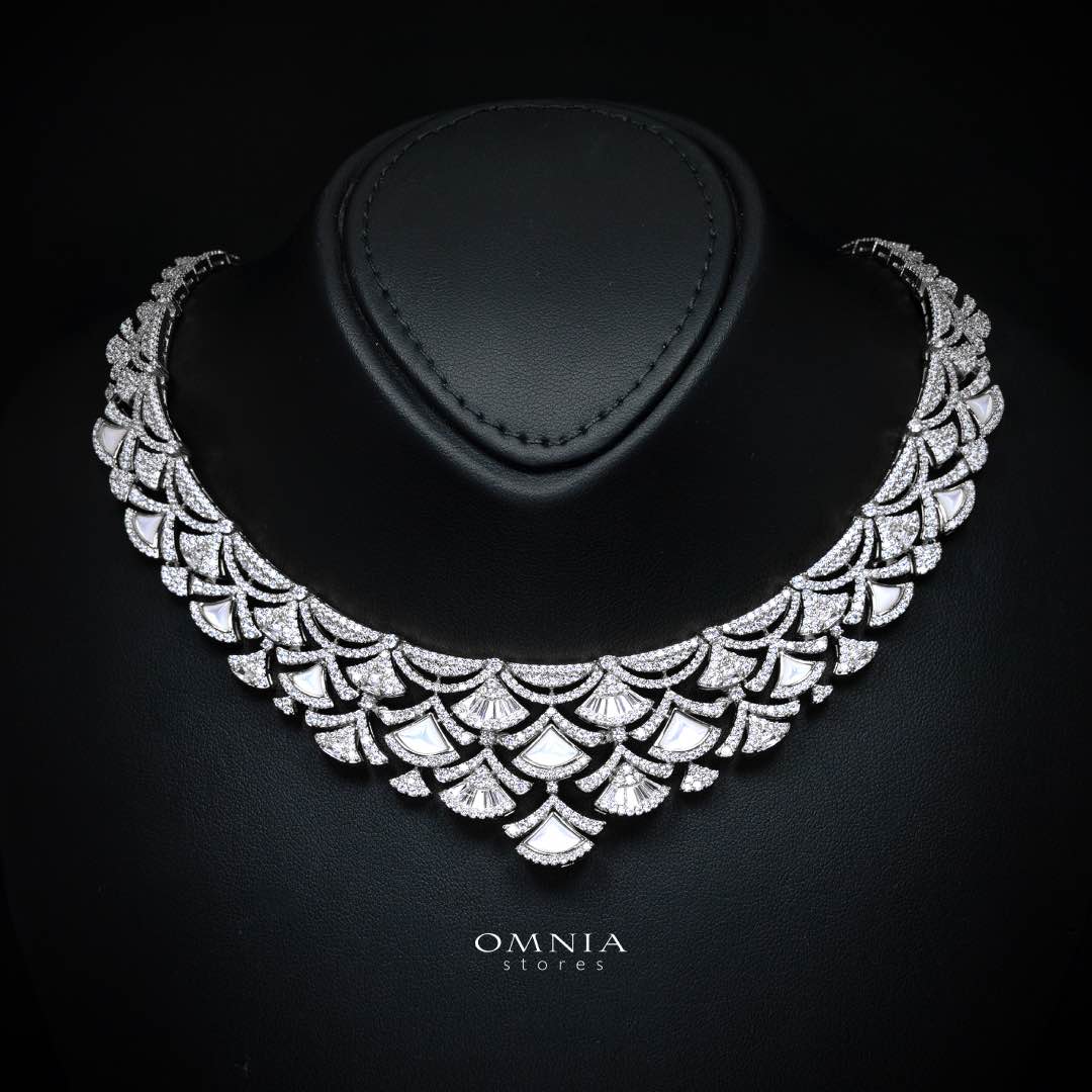 Omnia Bita White Bridal Full Set in High Quality Zircon Stone in Rhodium Plated (only 17 cm available in ksa) - OMNIASTORES KSA