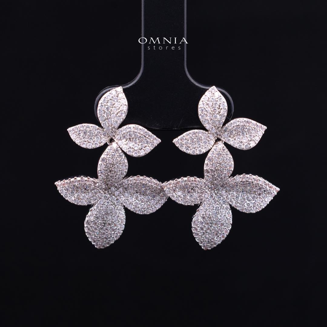 Omnia Laura White Luxury Bridal Full Set in High Quality Rhodium Plated Zircon Stones - OMNIASTORES KSA