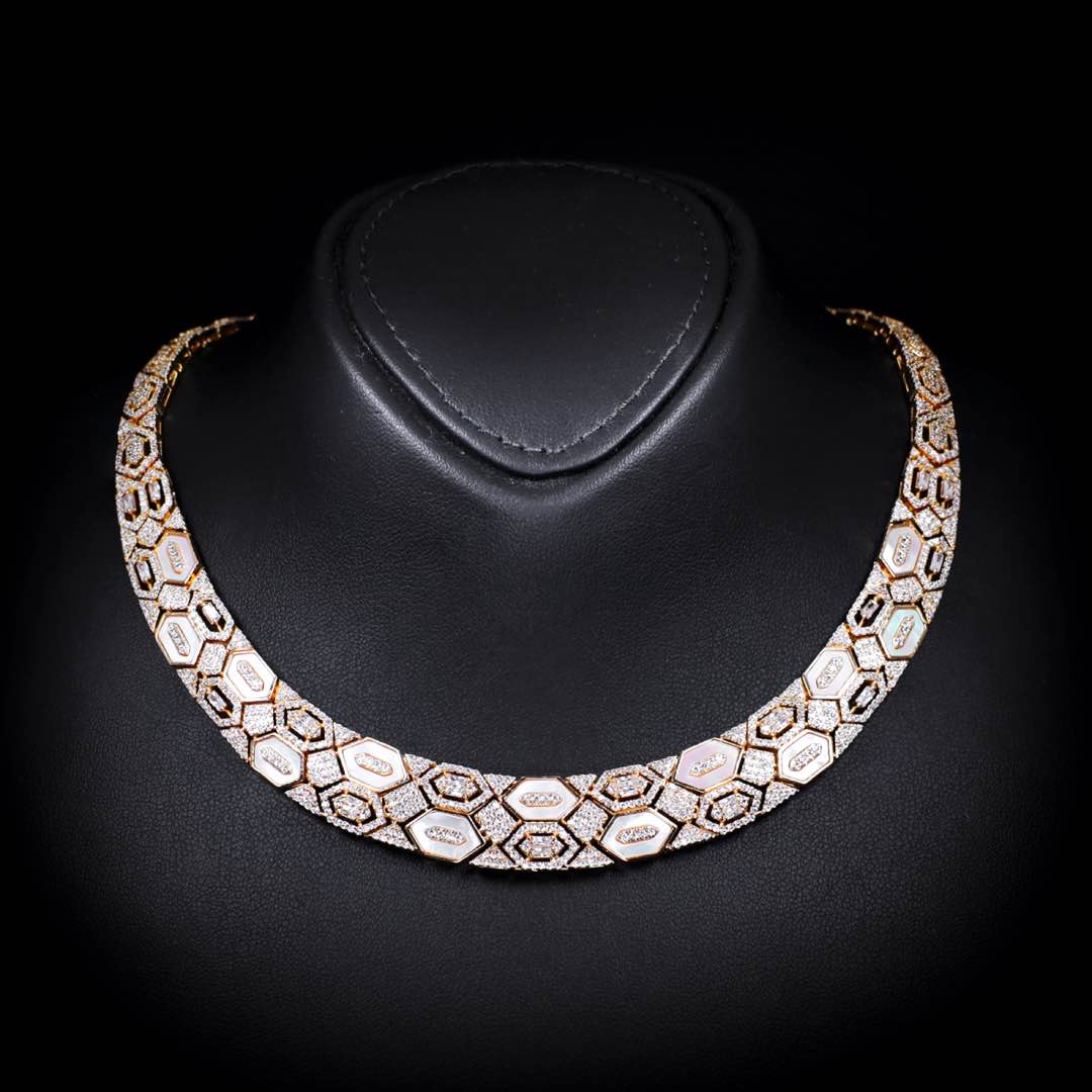 Raya Gold Luxury Bridal Full Set Accessories in High Quality Zircon Stone in Rhodium Plated - OMNIASTORES KSA