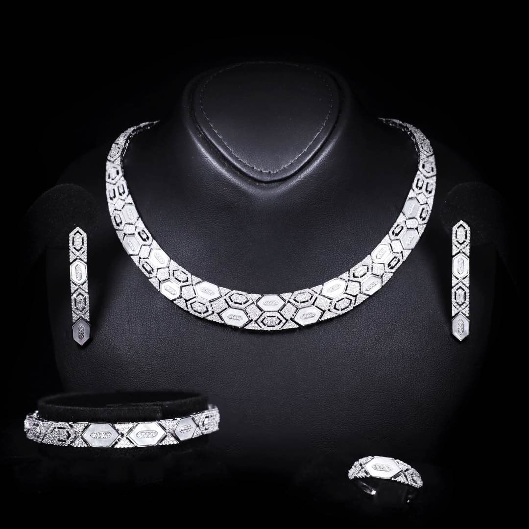 Omnia Raya Bridal Full Set Accessories in High Quality Zircon Stone Premium Rhodium Plated - OMNIASTORES KSA