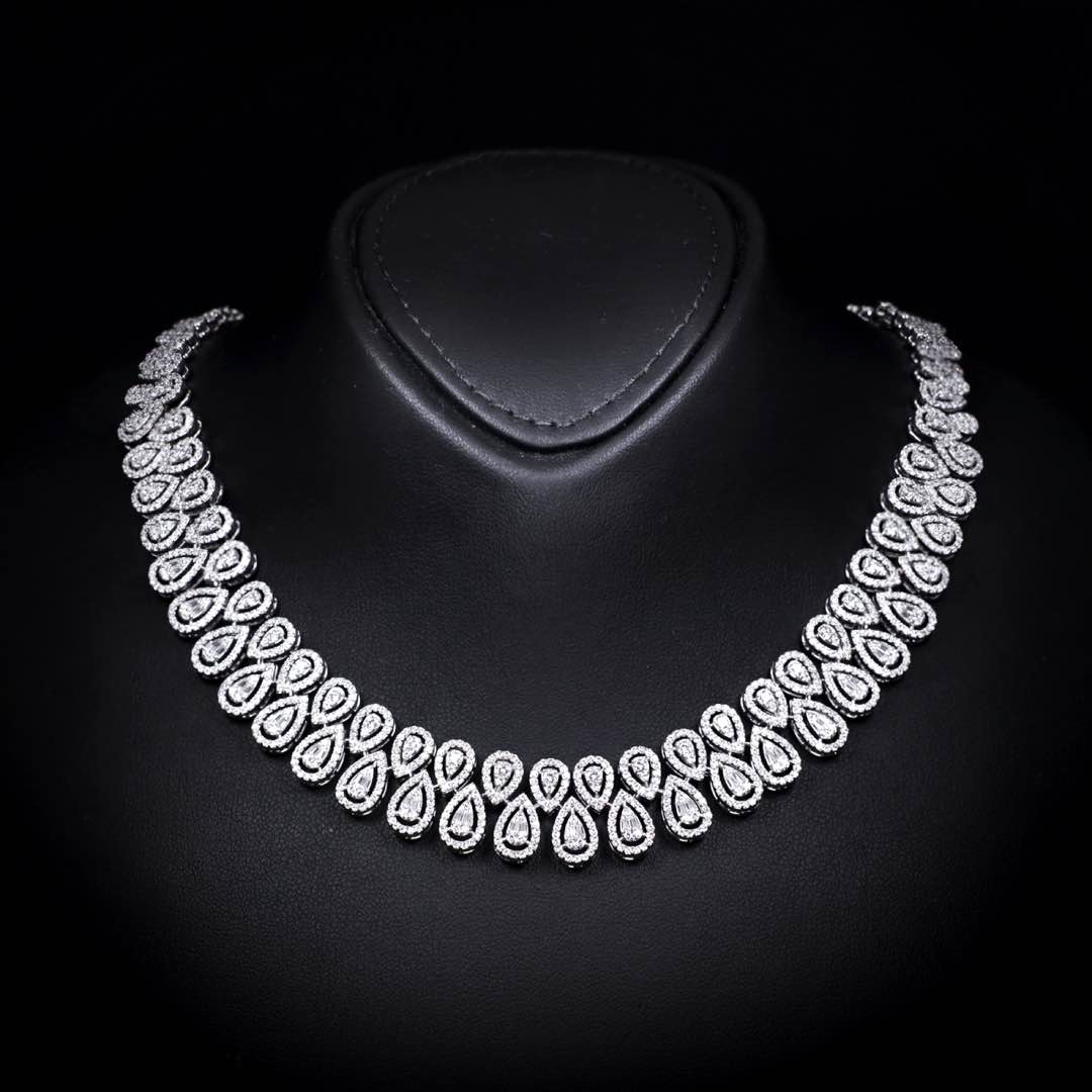 Omnia Kanzah Luxury Bridal White Full Set in High Quality Zircon Stone Premium Rhodium Plated - OMNIASTORES KSA