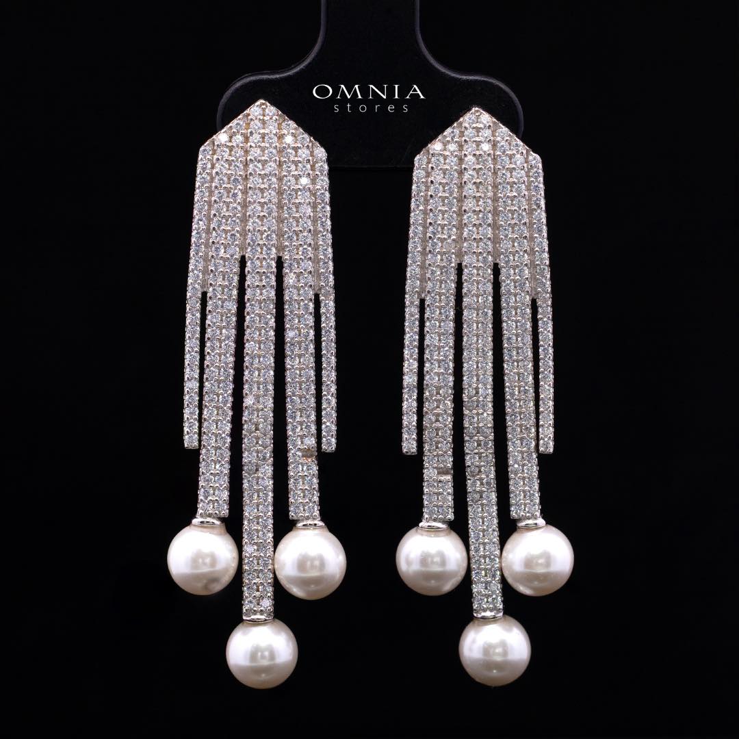 Omnia Ashley Pearl White Bridal Full Set in 925 Silver with High Quality Simulated Diamonds - OMNIASTORES KSA