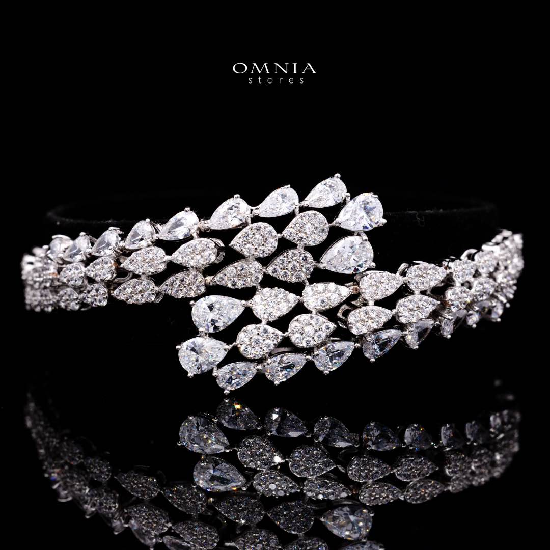 Omnia Amrah Luxury Bridal White Full Set in High Quality Zircon Stone Rhodium Plated - OMNIASTORES KSA