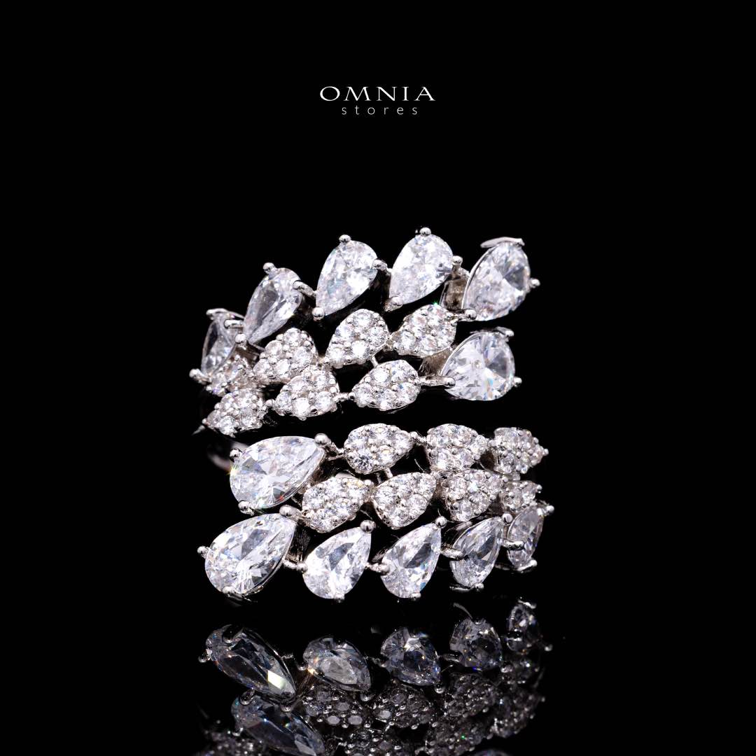 Omnia Amrah Luxury Bridal White Full Set in High Quality Zircon Stone Rhodium Plated - OMNIASTORES KSA