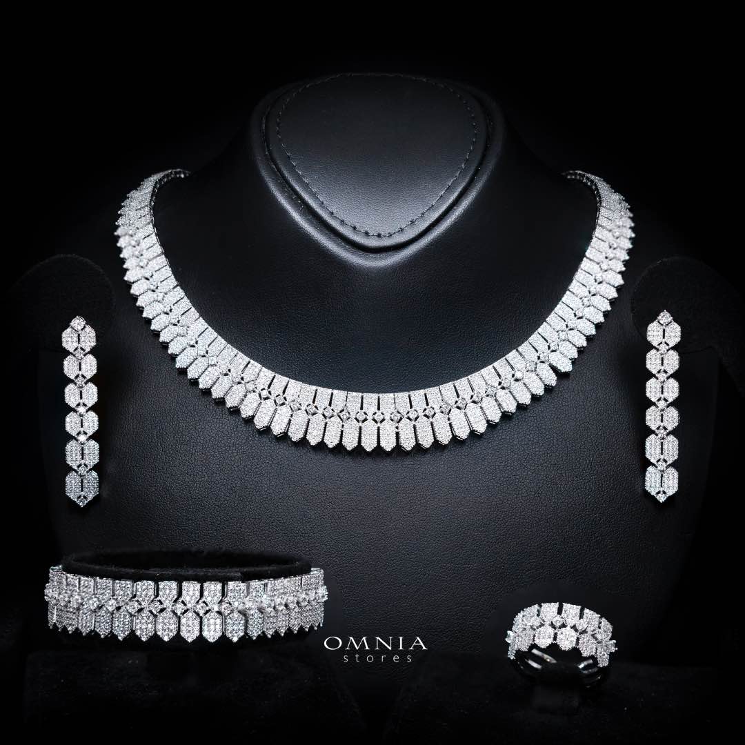 Jessica White Luxury Bridal Full Set in High Quality Rhodium Plated Zircon Stones