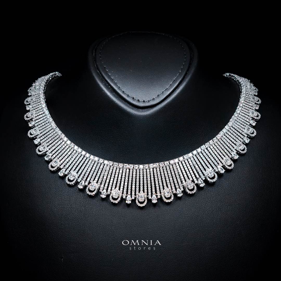 Katherine White Luxury Bridal Full Set in High Quality Rhodium Plated Zircon Stones