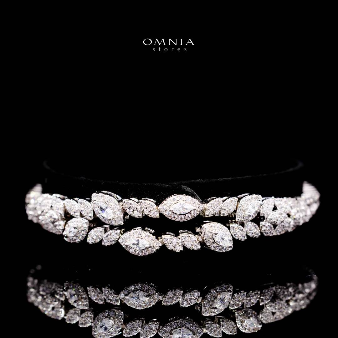 Omnia Nada White Bridal Full Set in High Quality Zircon Stone Rhodium Plated - OMNIASTORES KSA