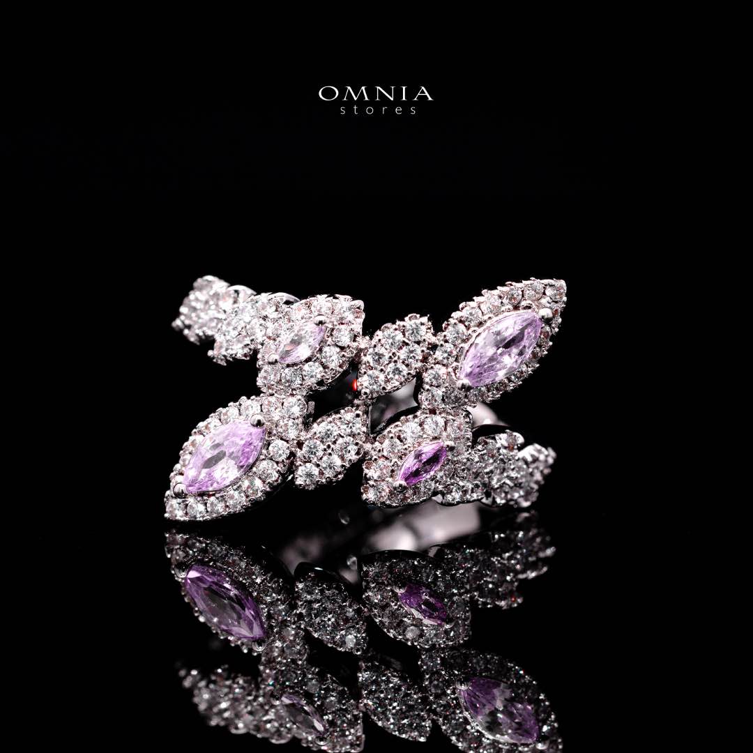 Omnia Nada Pink Bridal Full Set in High Quality Zircon Stone Rhodium Plated - OMNIASTORES KSA