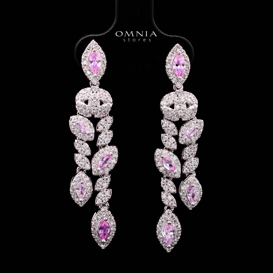 Omnia Nada Pink Bridal Full Set in High Quality Zircon Stone Rhodium Plated - OMNIASTORES KSA