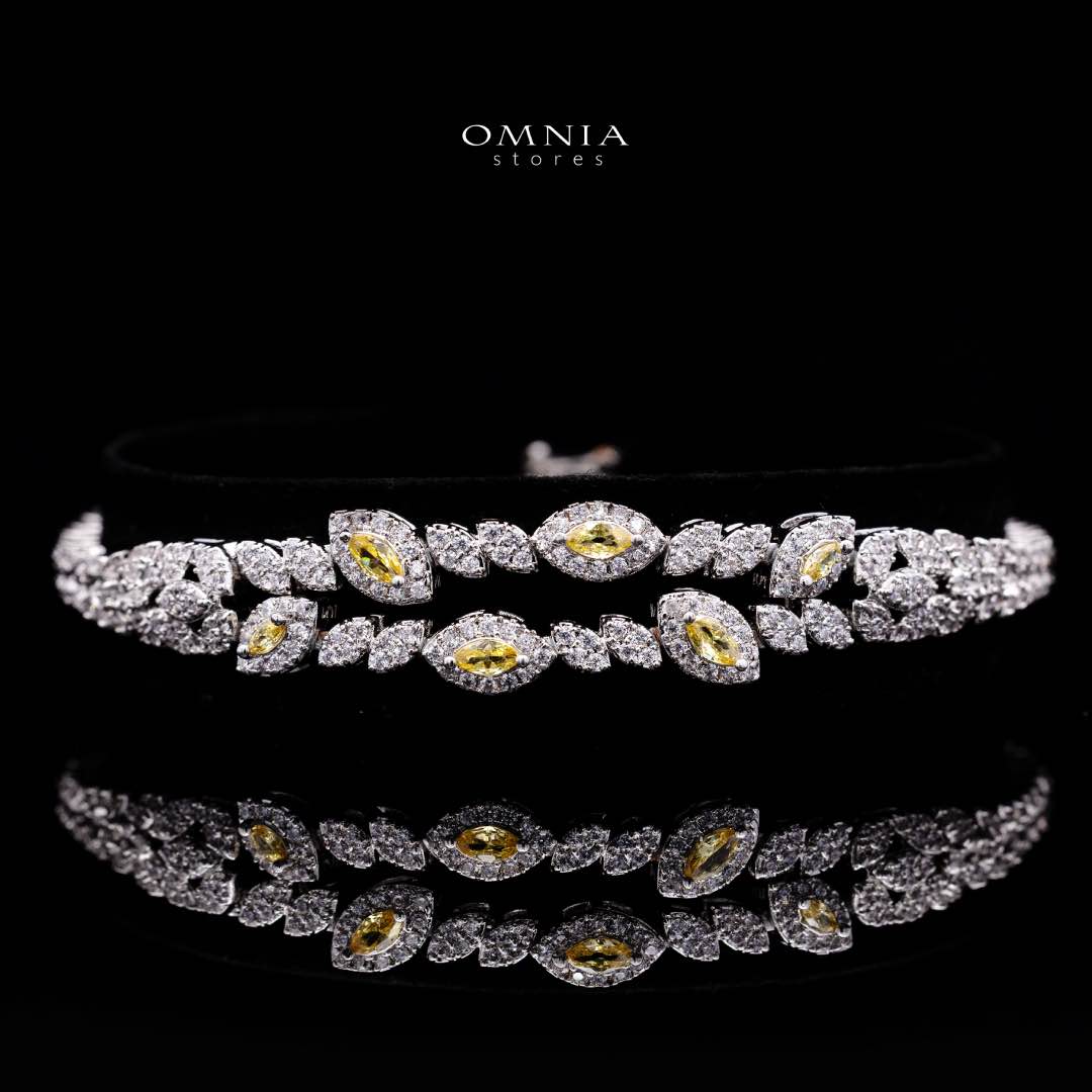 Omnia Nada Yellow Bridal Full Set in High Quality Zircon Stone Rhodium Plated - OMNIASTORES KSA
