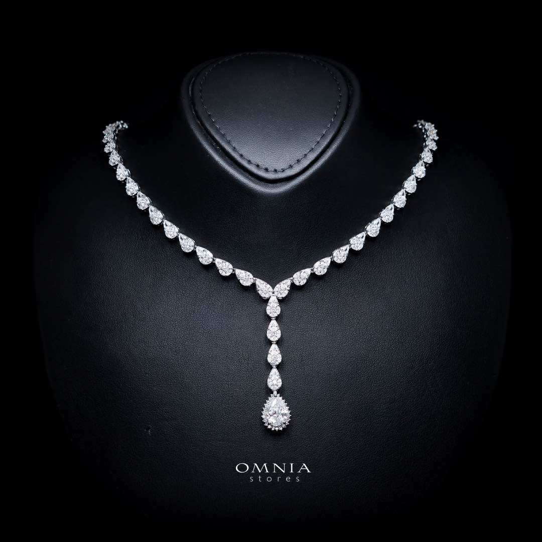 Omnia Radya White Bridal Full Set in High Quality Zircon Stone Rhodium Plated - OMNIASTORES KSA