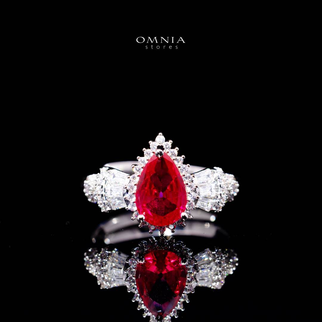 Omnia Ghada Red Bridal Full Set with Rhodium Plated in High Quality Zircon Stone Premium Rhodium Plated (Size 16 Only Available in KSA) - OMNIASTORES UAE