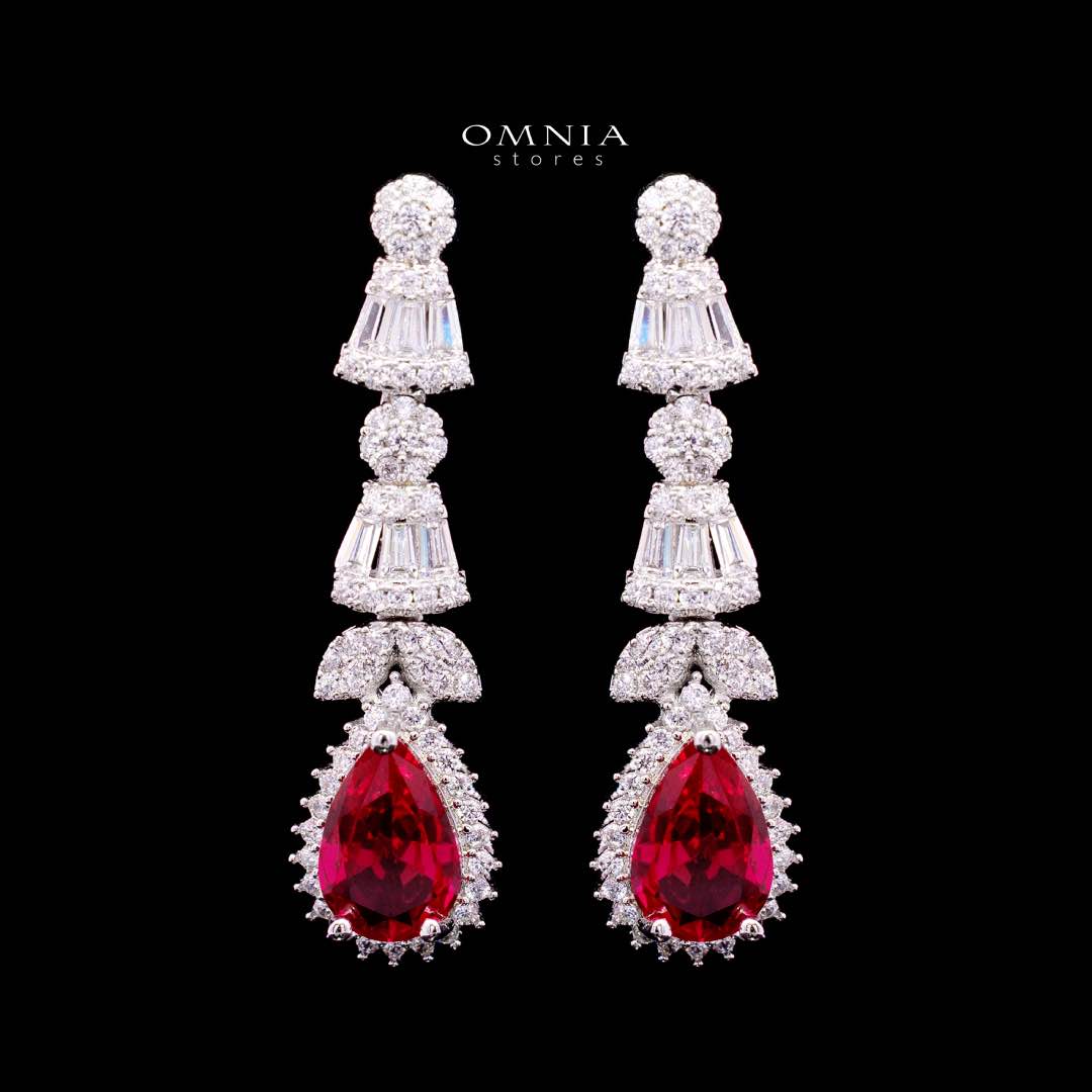 Omnia Ghada Red Bridal Full Set with Rhodium Plated in High Quality Zircon Stone Premium Rhodium Plated (Size 16 Only Available in KSA) - OMNIASTORES UAE