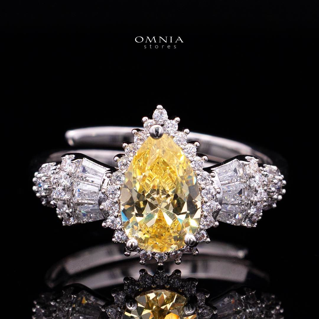 Omnia Ghada Yellow Bridal Full Set Accessories in High Quality Zircon Stone Rhodium Plated