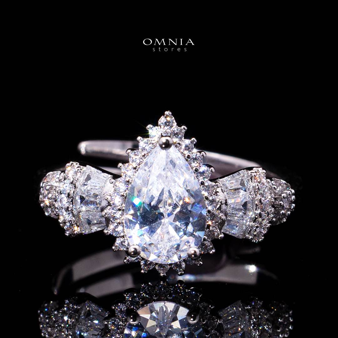 Omnia Ethereal White Drop Luxury Bridal Full Set in High Quality Rhodium Plated Zircon Stones
